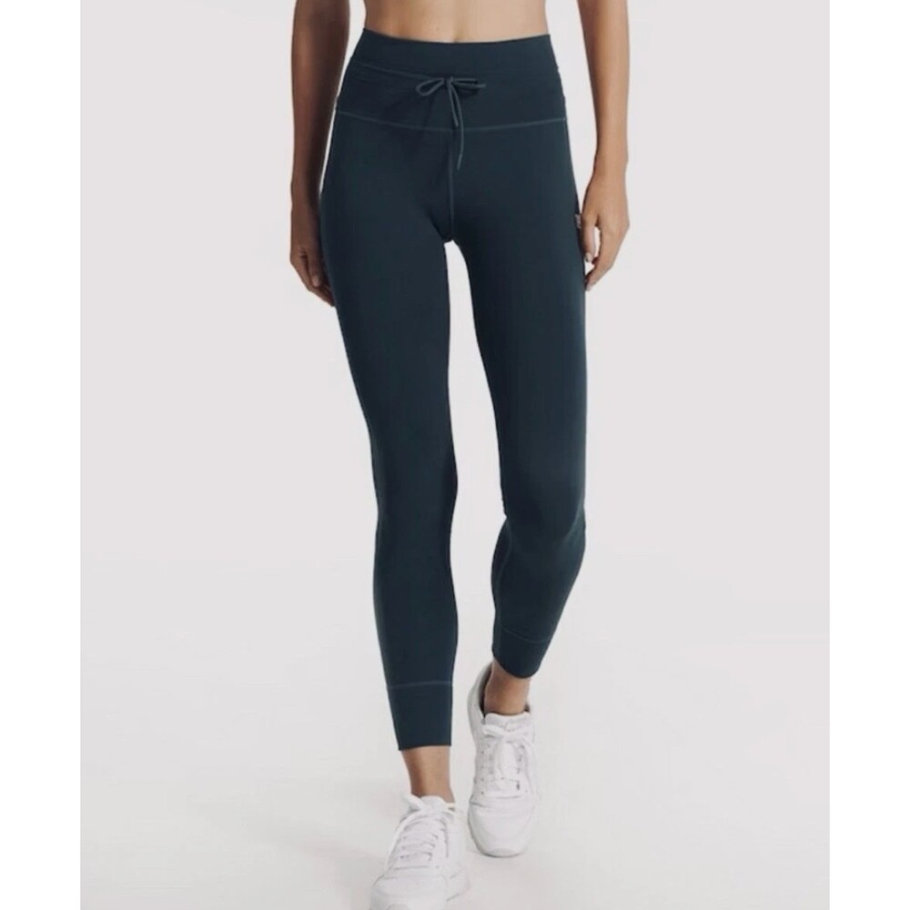 Vuori High-Rise Drawstring Leggings in Deep Teal